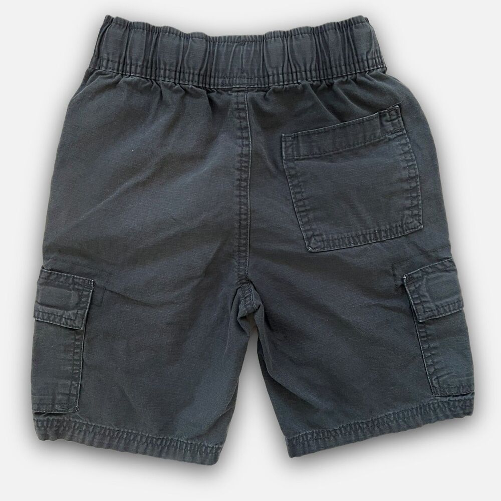 Childrens Place Boys Size 6 Washed Black Adjustable Uniform Pull on Cargo Shorts - Picture 2 of 6